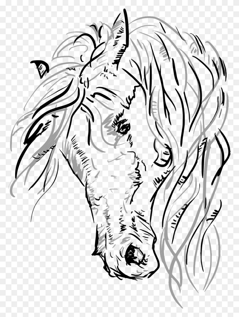 946x1280 Vector Horse Horsehead Grayscale Image Horse Head, Stencil, Tiger, Wildlife HD PNG Download