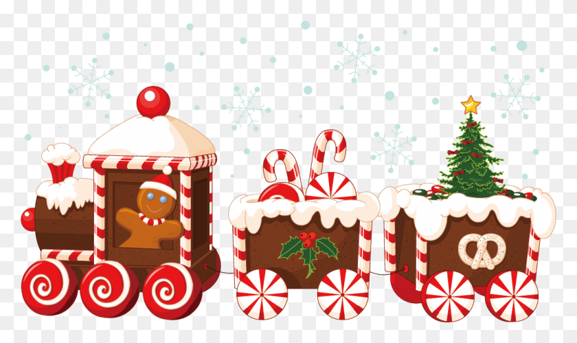 1058x596 Vector House Claus Train Santa Gingerbread Christmas Gingerbread Christmas Train Clipart, Food, Cupcake, Cream HD PNG Download