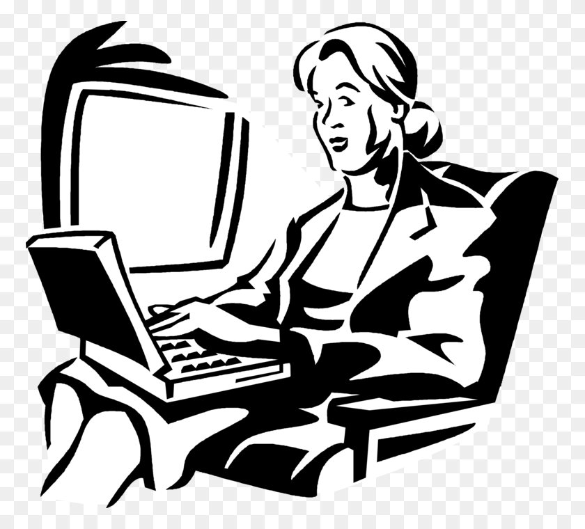 765x700 Vector Illustration Of Air Travel Businesswoman Works Sitting, Person, Human, Pc HD PNG Download