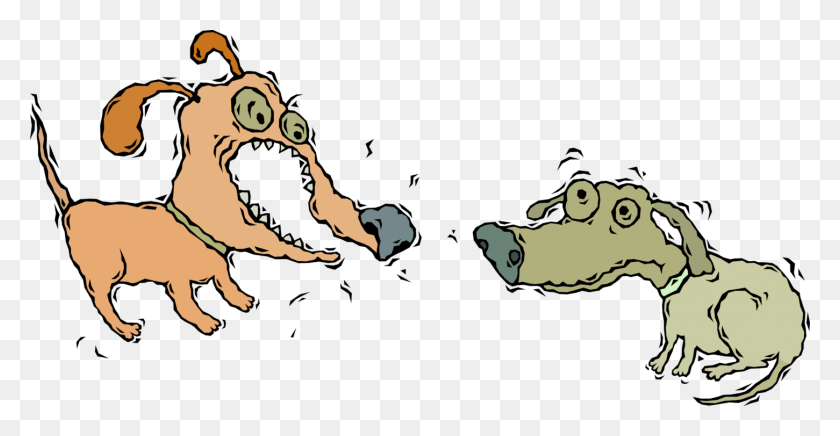1451x700 Vector Illustration Of Angry Dog Barks At Timid Dog Cartoon, Lion, Wildlife, Mammal HD PNG Download