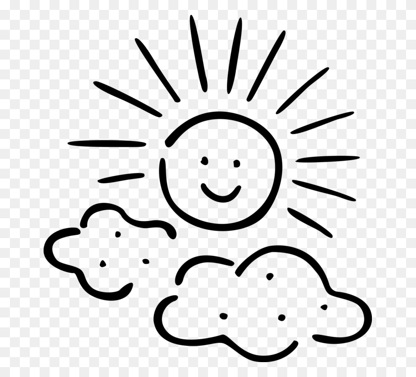 663x700 Vector Illustration Of Anthropomorphic Sun With Clouds Smile, Gray, World Of Warcraft HD PNG Download