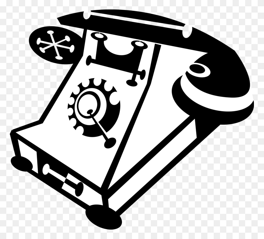 777x700 Vector Illustration Of Antique Telecommunications Device, Phone, Electronics, Dial Telephone HD PNG Download