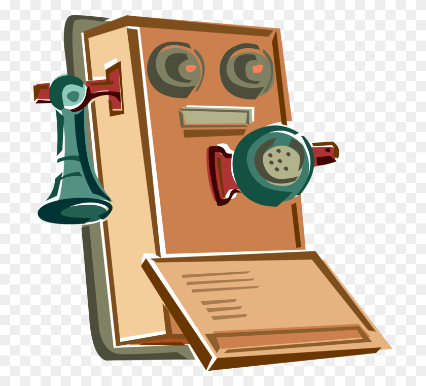708x700 Vector Illustration Of Antique Telecommunications Device, Phone, Electronics, Dial Telephone HD PNG Download