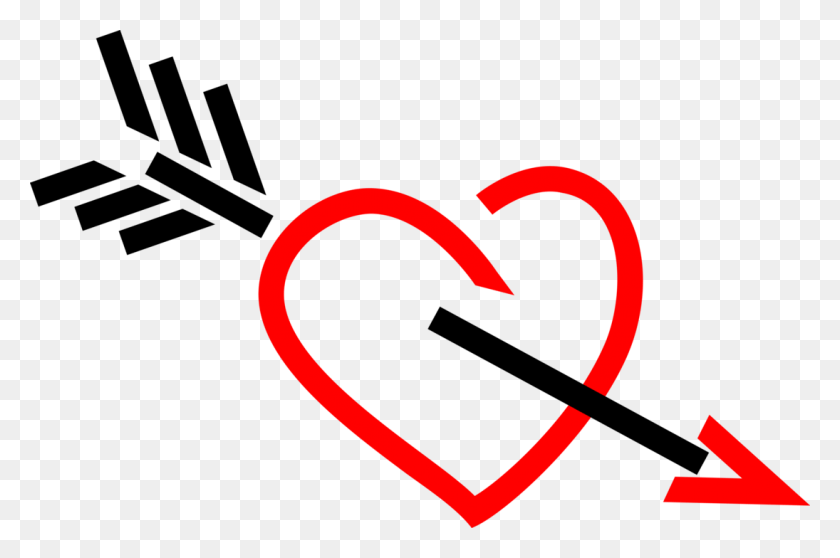 1095x700 Vector Illustration Of Archery Marksmanship Arrow Shaft, Heart, Symbol, Text HD PNG Download