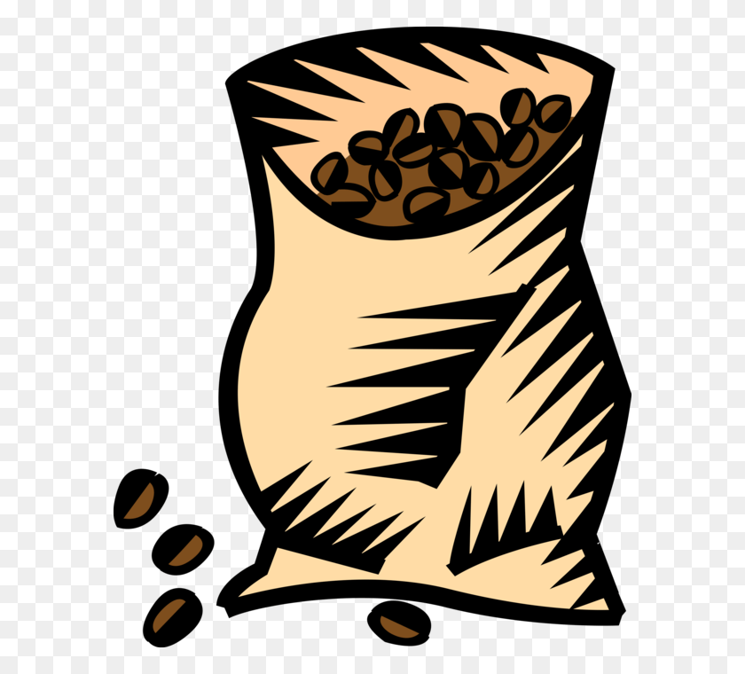 584x700 Vector Illustration Of Bag Of Coffee Bean Seed Of The Saco De Caf, Poster, Advertisement, Plant HD PNG Download