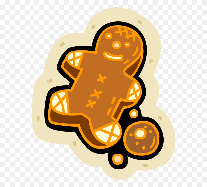584x700 Vector Illustration Of Baked Goods Gingerbread Man, Food, Dynamite, Bomb HD PNG Download
