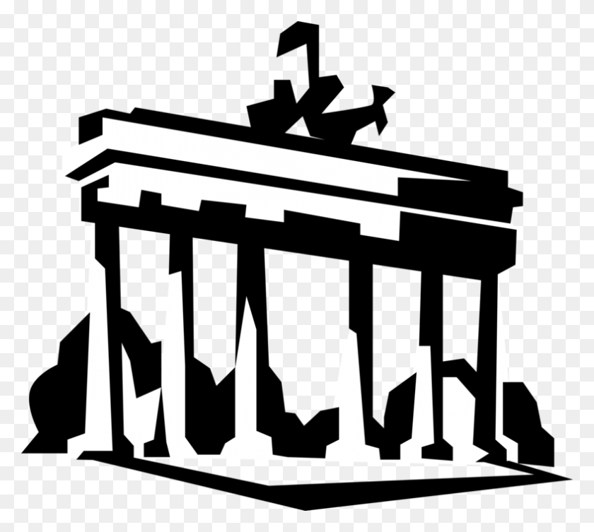 787x700 Vector Illustration Of Brandenburg Gate German Neoclassical, Architecture, Building, Pillar HD PNG Download