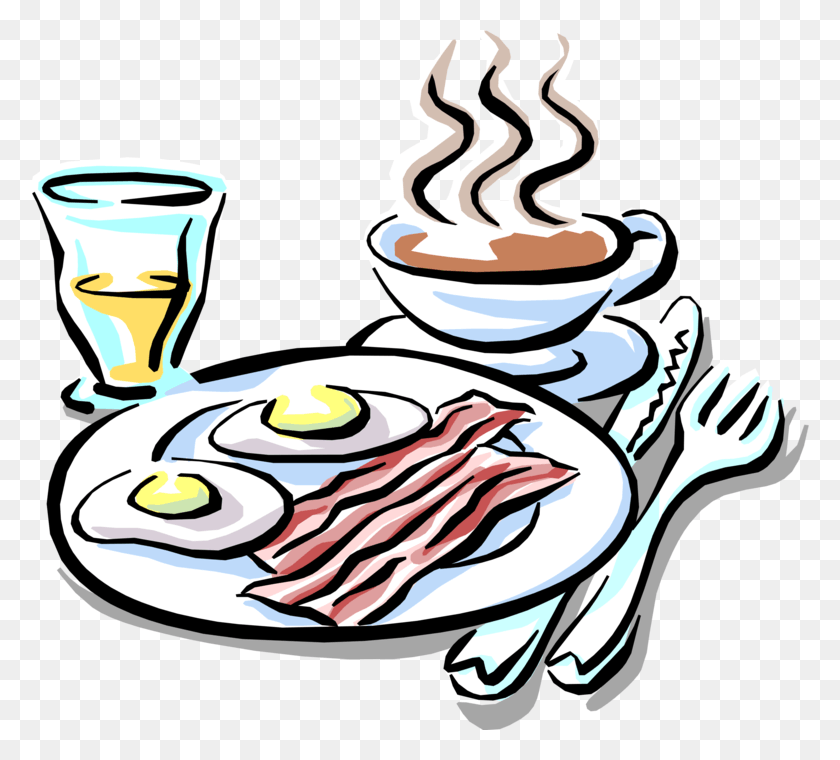 779x700 Vector Illustration Of Breakfast Of Bacon And Eggs Brunch Clipart, Dish, Meal, Food HD PNG Download
