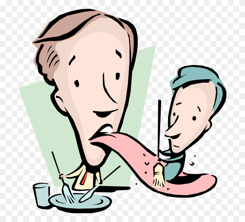 714x700 Vector Illustration Of Businessman Has Dirty Mouth Cartoon Tongue, Face, Eating, Food HD PNG Download