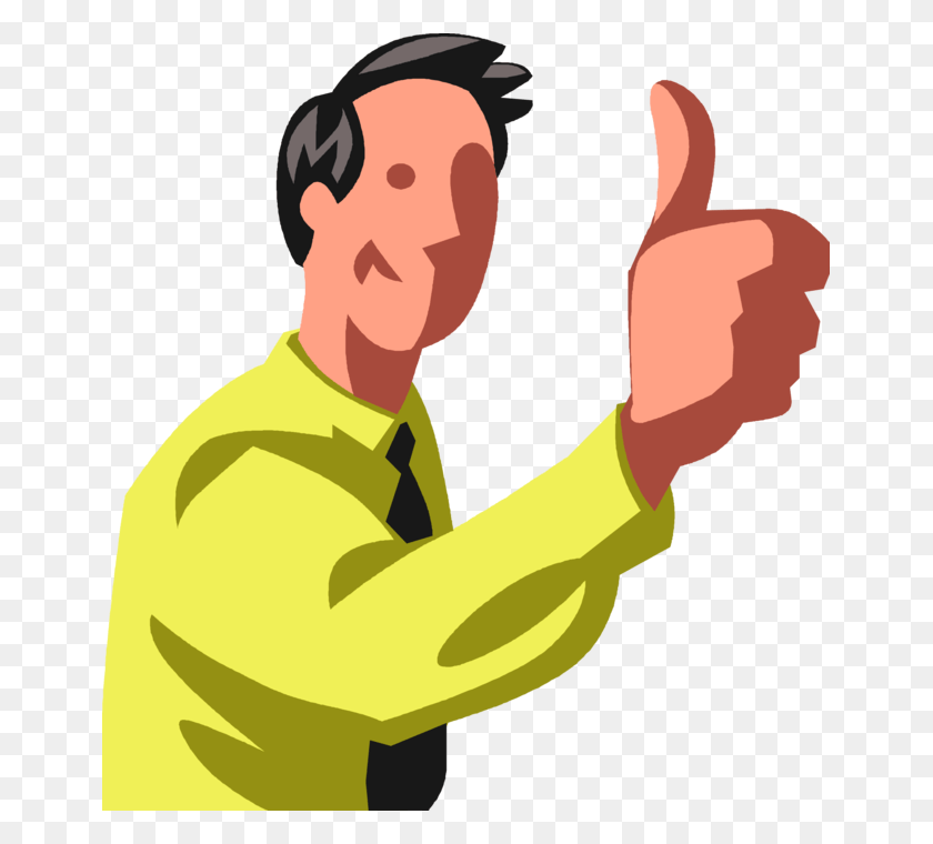 655x700 Vector Illustration Of Businessman Uses Nonverbal Communication Affirm Clipart, Person, Human, Thumbs Up HD PNG Download