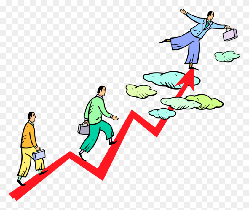 842x700 Vector Illustration Of Businessmen Climbing To Top Progress Monitoring Cartoons, Person, Human, Performer HD PNG Download
