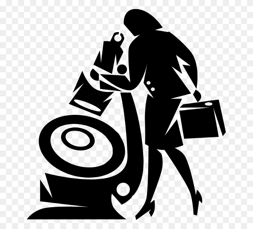 661x700 Vector Illustration Of Businesswoman Looks Through Illustration, Gray, World Of Warcraft HD PNG Download