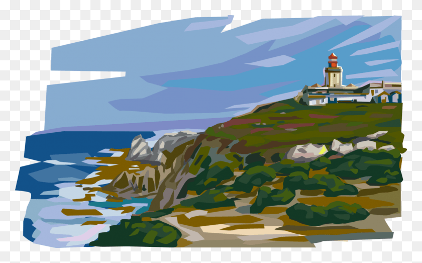 1179x700 Vector Illustration Of Cabo Da Roca Lighthouse And Illustration, Outdoors, Land, Nature HD PNG Download