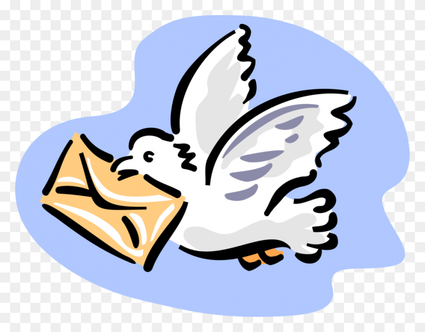 913x700 Vector Illustration Of Carrier Pigeon Bird Delivers Letter Pigeon, Outdoors, Nature HD PNG Download