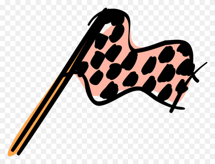 943x700 Vector Illustration Of Checkered Or Chequered Flag, Hand, Stick, Teeth HD PNG Download