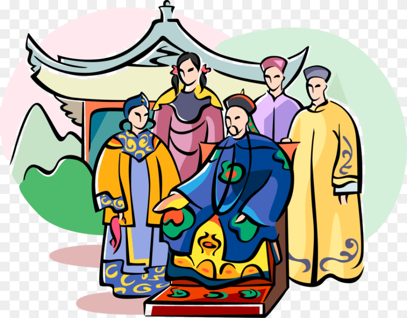 897x700 Vector Illustration Of Chinese Emperor And Imperial Illustration, Clothing, Coat, Adult, Person Sticker PNG