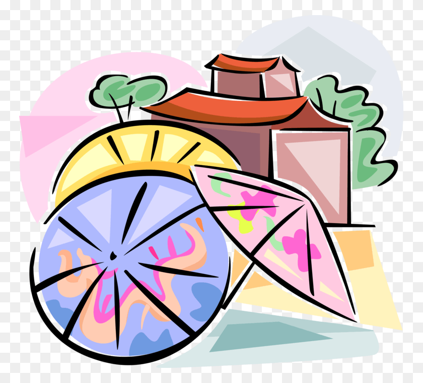 763x700 Vector Illustration Of Chinese Umbrella Or Parasol, Dynamite, Bomb, Weapon Descargar Hd Png