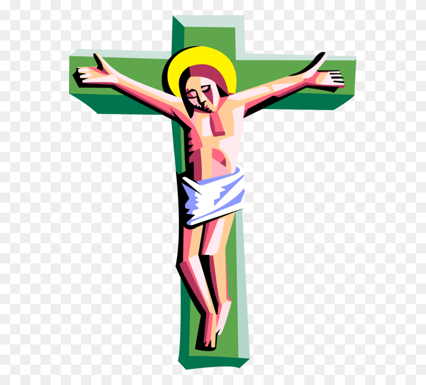 568x700 Ilustración Vectorial De La Crucifixión Cristiana Con Jesucristo En La Cruz Clip Art, Símbolo, Al Aire Libre, Crucifijo Hd Png