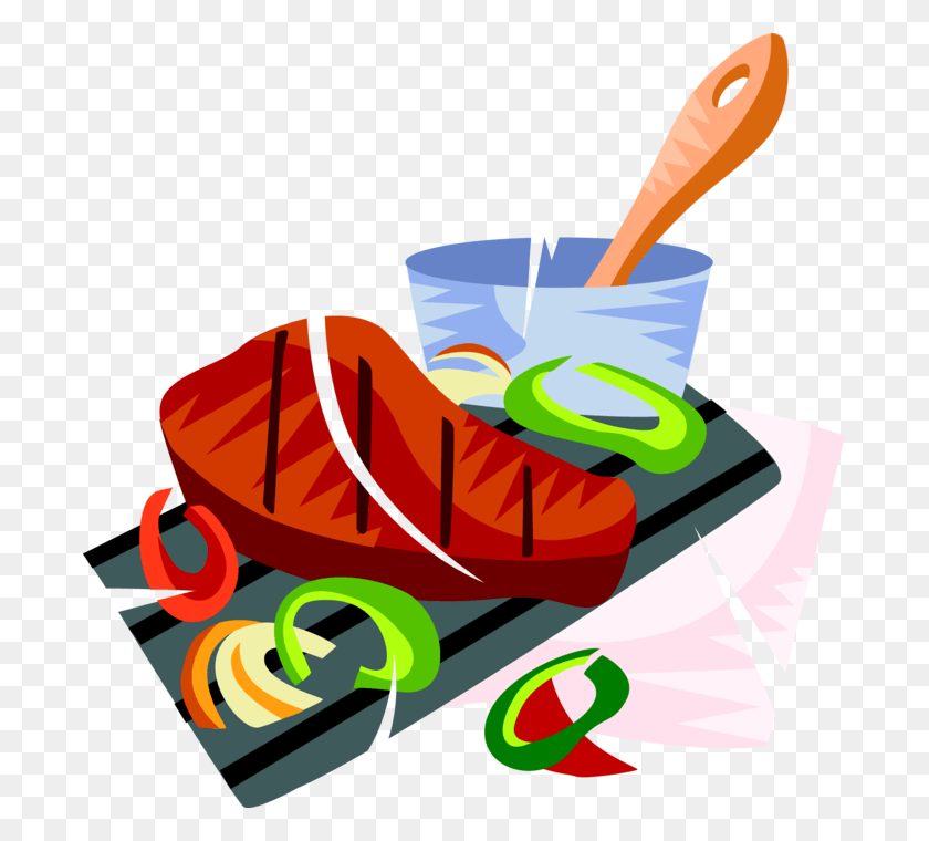 689x700 Vector Illustration Of Churrasco Beef Or Grilled Meat Steak Clip Art, Dynamite, Bomb, Weapon HD PNG Download