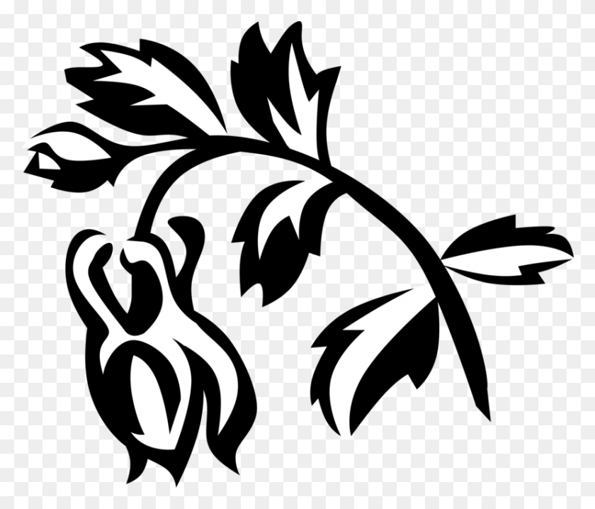 829x700 Vector Illustration Of Columbine Perennial Botanical, Stencil, Symbol, Batman Logo HD PNG Download