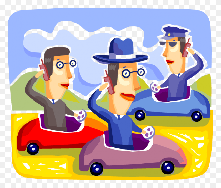 829x700 Vector Illustration Of Commuter Motorist Drivers In Cartoon, Kart, Vehicle, Transportation HD PNG Download