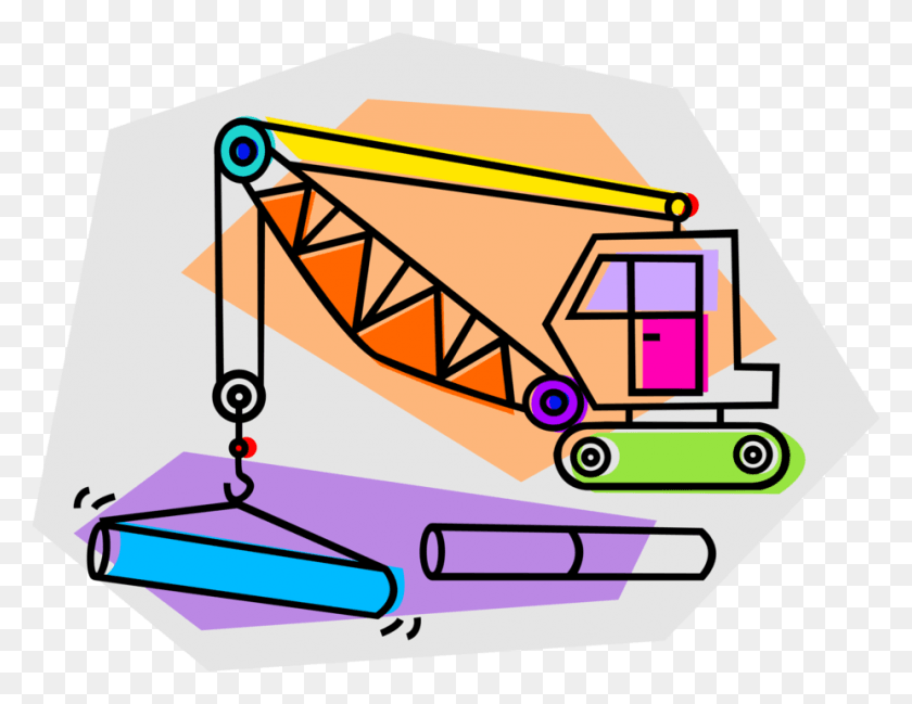 926x700 Vector Illustration Of Construction Industry Crane, Text, Vehicle, Transportation HD PNG Download