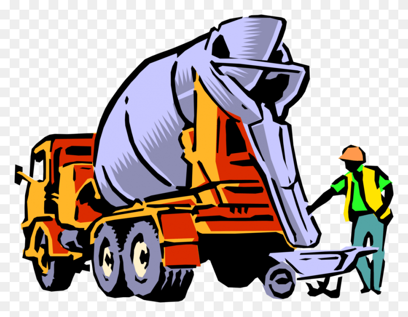 921x700 Vector Illustration Of Construction Industry Heavy Cement Truck Clip Art, Person, Human, Clothing HD PNG Download