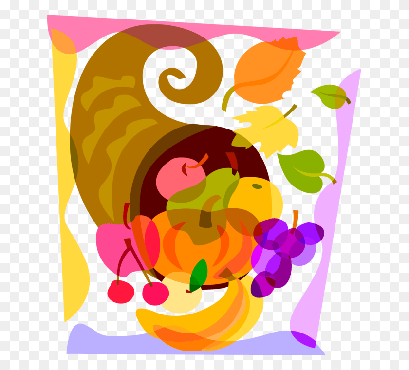 645x700 Vector Illustration Of Cornucopia Horn Of Plenty With Children Nutrition Paintings, Graphics, Food HD PNG Download