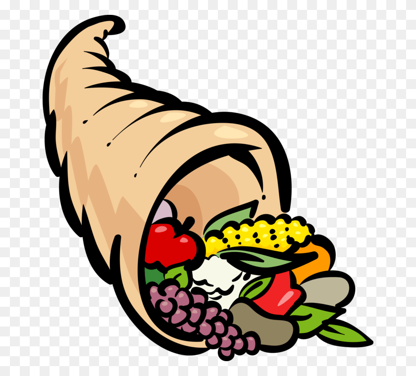 668x700 Vector Illustration Of Cornucopia Horn Of Plenty With Cuerno De La Abundancia Clipart, Burrito, Food HD PNG Download
