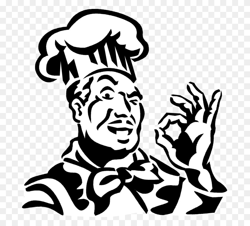 692x700 Vector Illustration Of Culinary Cuisine Restaurant Illustration, Stencil, Person, Human HD PNG Download