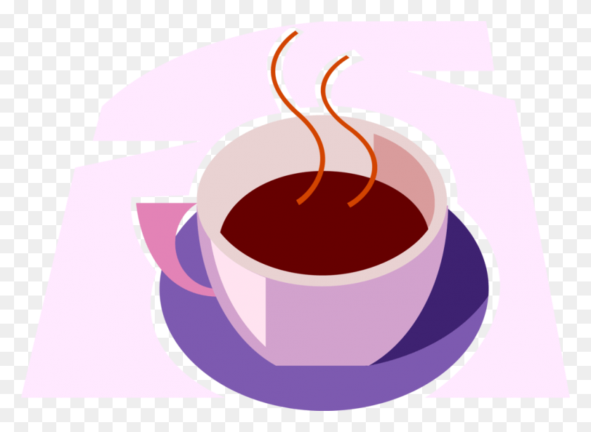 985x700 Vector Illustration Of Cup Of Hot Freshly Brewed Coffee Cup, Pottery, Saucer, Beverage HD PNG Download