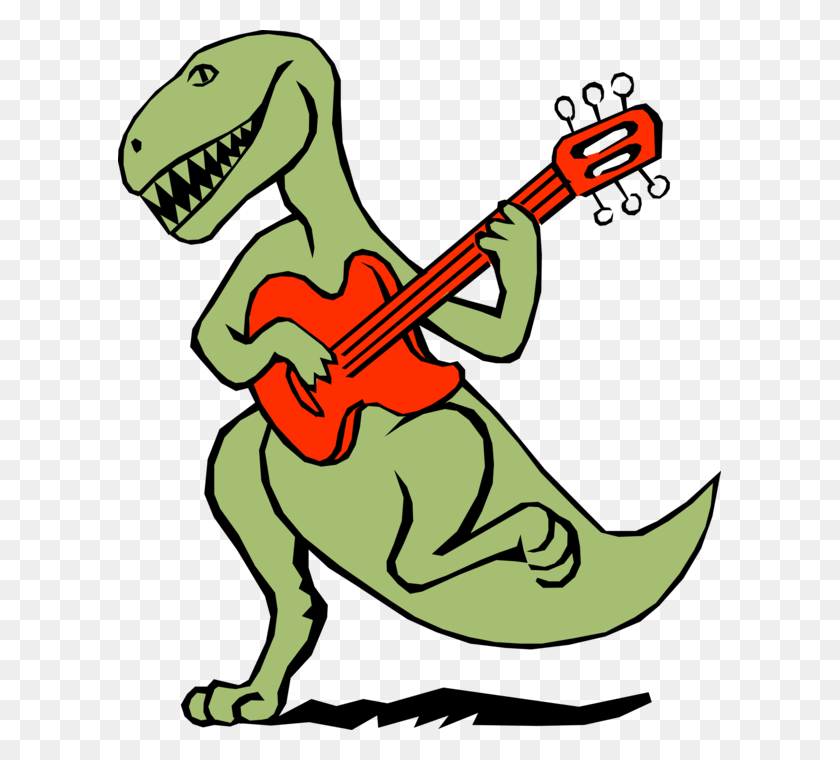603x700 Vector Illustration Of Dinosaur Plays The Electric, Leisure Activities, Guitar, Musical Instrument HD PNG Download