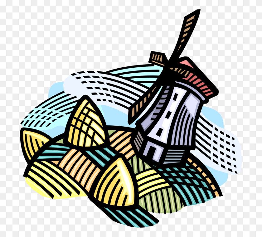 712x700 Vector Illustration Of Dutch Windmill With Alfalfa, Outdoors, Nature HD PNG Download