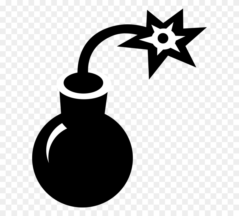 614x700 Vector Illustration Of Explosive Bomb With Lit Fuse, Symbol, Star Symbol, Number HD PNG Download