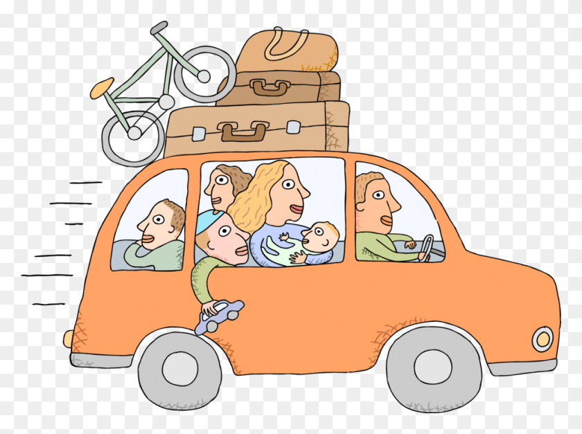 962x700 Vector Illustration Of Family On Vacation Road Trip, Vehicle, Transportation, Text HD PNG Download