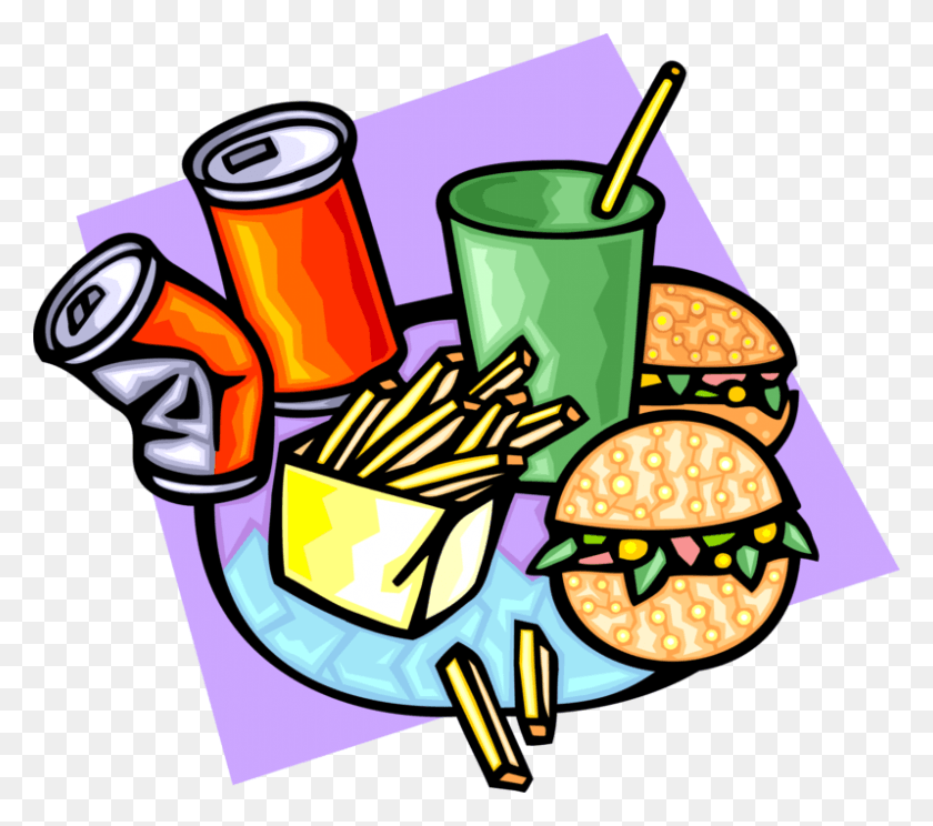 798x700 Vector Illustration Of Fast Food Hamburger French Junk Food Clip Art, Dynamite, Bomb, Weapon HD PNG Download
