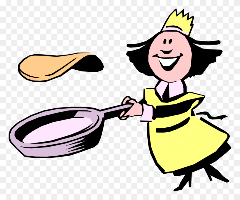 852x700 Vector Illustration Of Female Chef Flips Pancake Or Faire Sauter Des Crpes, Performer, Magician HD PNG Download