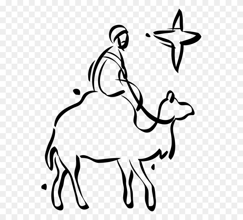 553x700 Vector Illustration Of Festive Season Christmas Wise Man On Camel Drawing, Gray, World Of Warcraft HD PNG Download