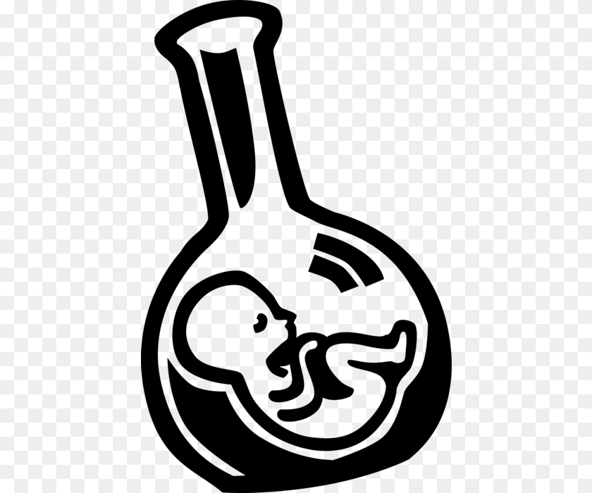 441x700 Vector Illustration Of Fetus Prenatal Human Between Test Tube Baby Clip Art, Gray Sticker PNG