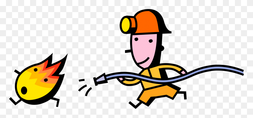 1645x700 Vector Illustration Of Firefighter Fireman Fights Runaway Feuerwehrmann Clip Art, Label, Text, Light HD PNG Download