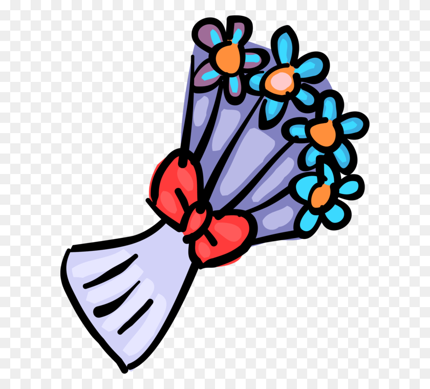 604x700 Vector Illustration Of Floral Bouquet Flowers With, Clothing, Apparel, Graphics HD PNG Download