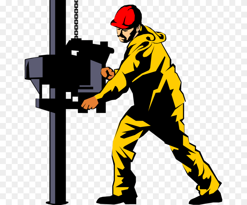 672x700 Vector Illustration Of Fossil Fuel Petroleum And Gas Oil Rig Clip Art, Clothing, Hardhat, Helmet, People PNG