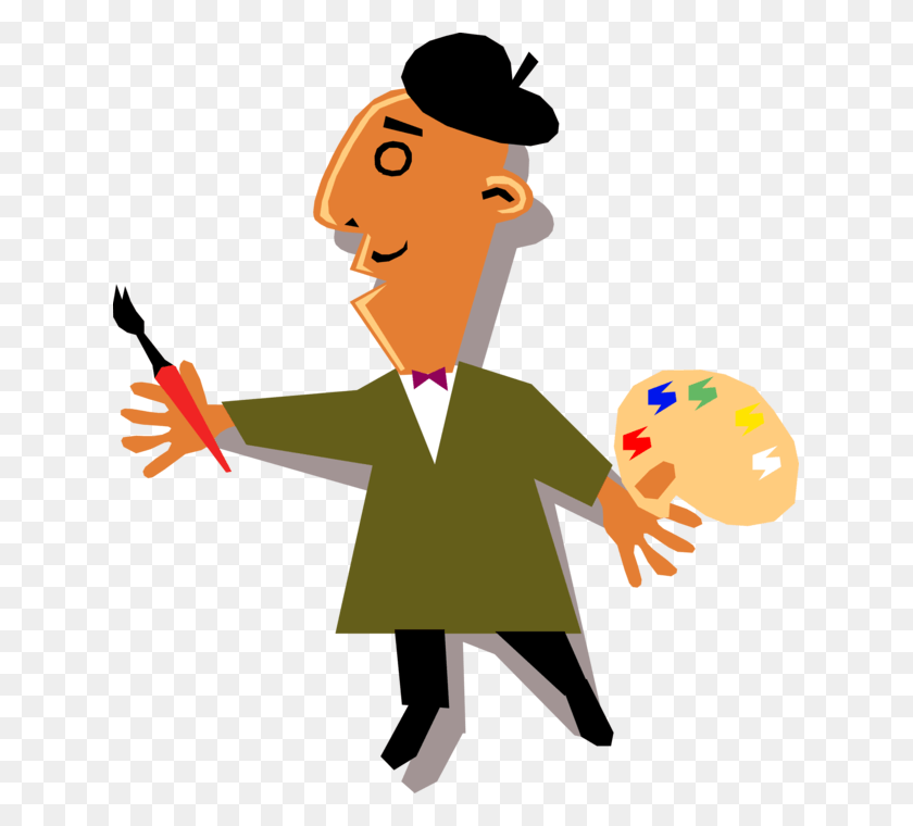 631x700 Vector Illustration Of French Painter Artist With Beret Prisoners Illustration, Juggling, Performer, Hand HD PNG Download