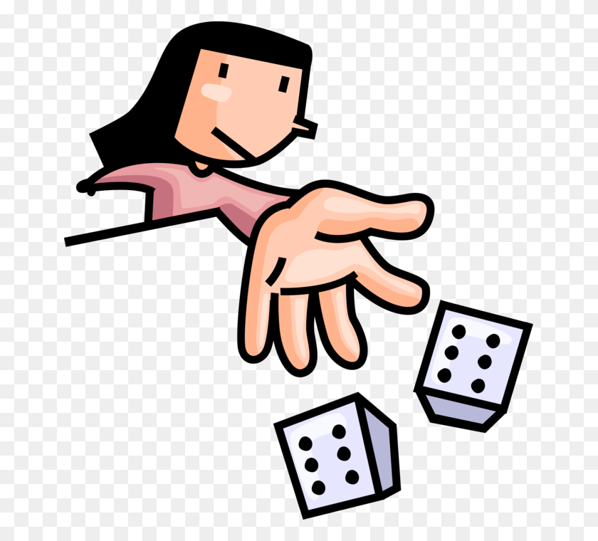659x700 Vector Illustration Of Gambler Takes Chance Rolling Rolling A Dice Clipart, Game, Cross, Symbol HD PNG Download