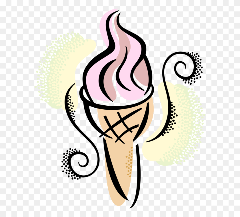 598x700 Vector Illustration Of Gelato Ice Cream Cone Food Snack, Cream, Dessert, Creme HD PNG Download