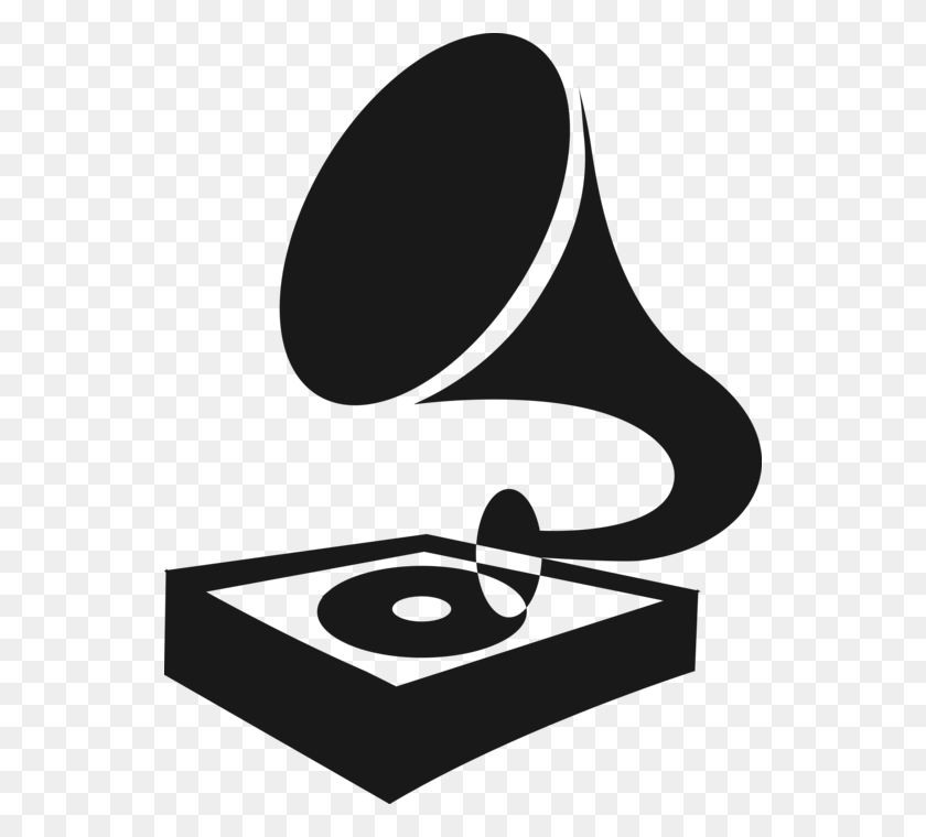 542x700 Vector Illustration Of Gramophone Phonograph Record Vitrola Vetor, Horn, Brass Section, Musical Instrument HD PNG Download