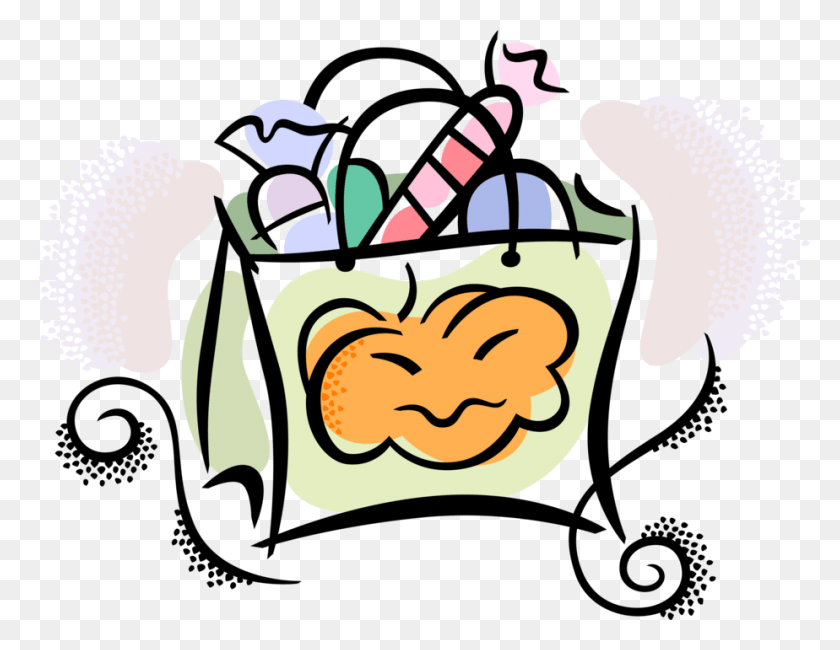 924x700 Vector Illustration Of Halloween Candy In Trick Or, Bag, Leisure Activities, Shopping Bag Descargar Hd Png
