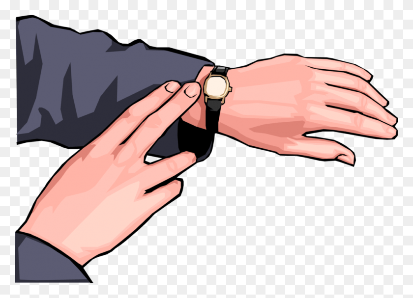 998x700 Vector Illustration Of Hands Checking The Time On Watch Muchas Gracias, Hand, Accessories, Accessory HD PNG Download