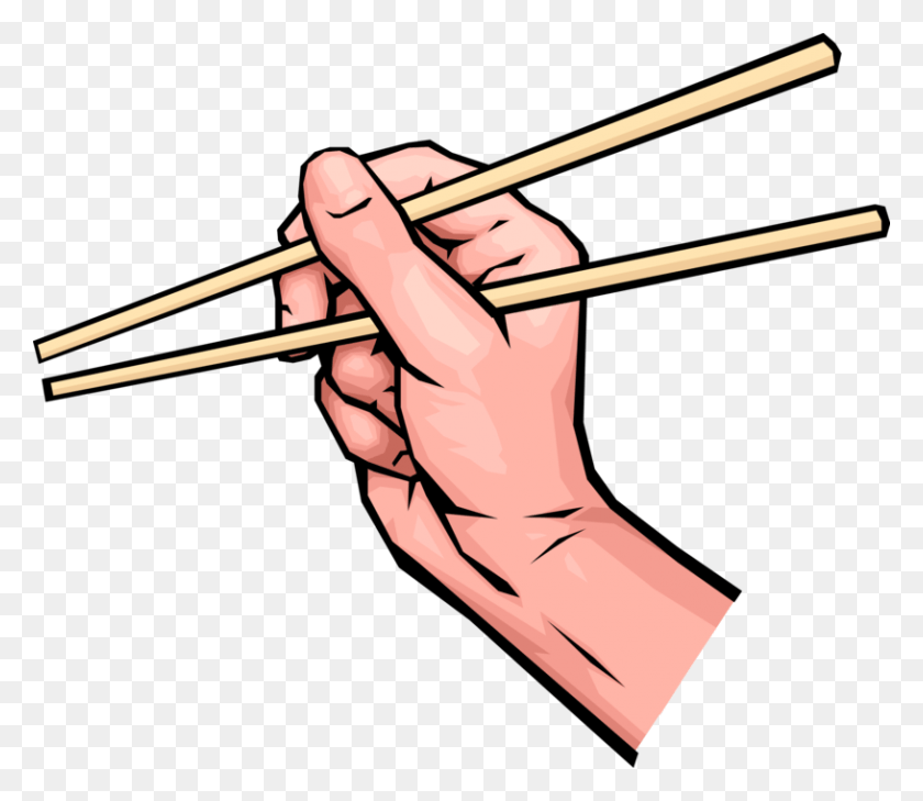 815x700 Vector Illustration Of Hands Holding Chinese Chopsticks Chopstick Clipart, Slingshot, Bow, Person HD PNG Download