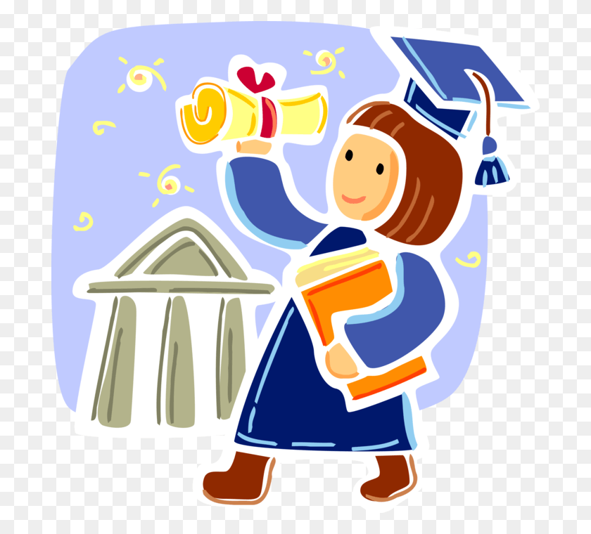 694x700 Vector Illustration Of High School College And University Accomplishment Clipart, Label, Text, Washing HD PNG Download